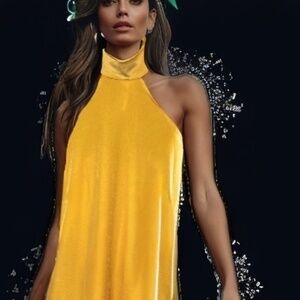 Yellow Halter Mini Dress